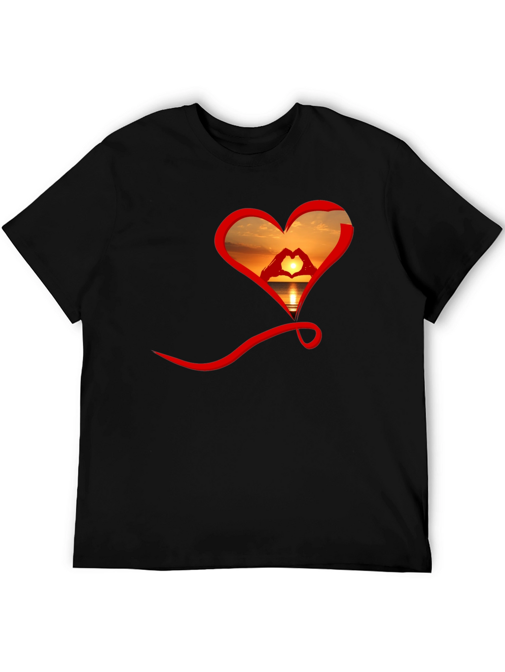 Sunset Heart Graphic Tee - Soft Cotton Blend