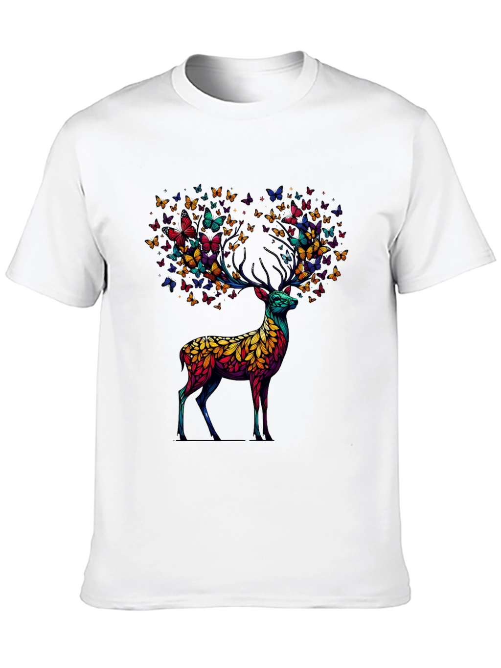 Butterfly Deer Graphic Tee - Unique Animal Design
