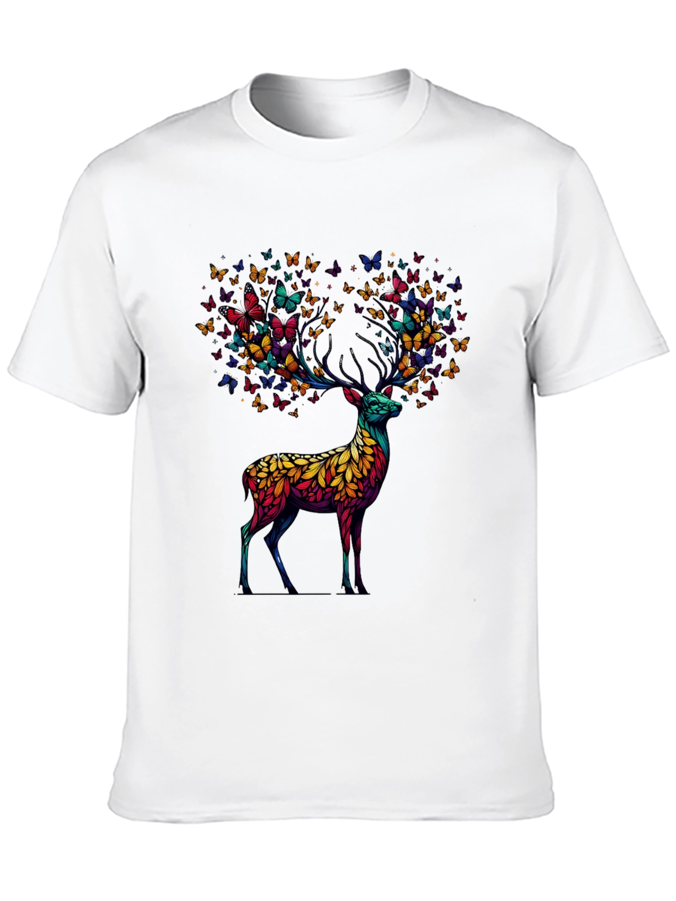 Butterfly Deer Graphic Tee - Unique Animal Design