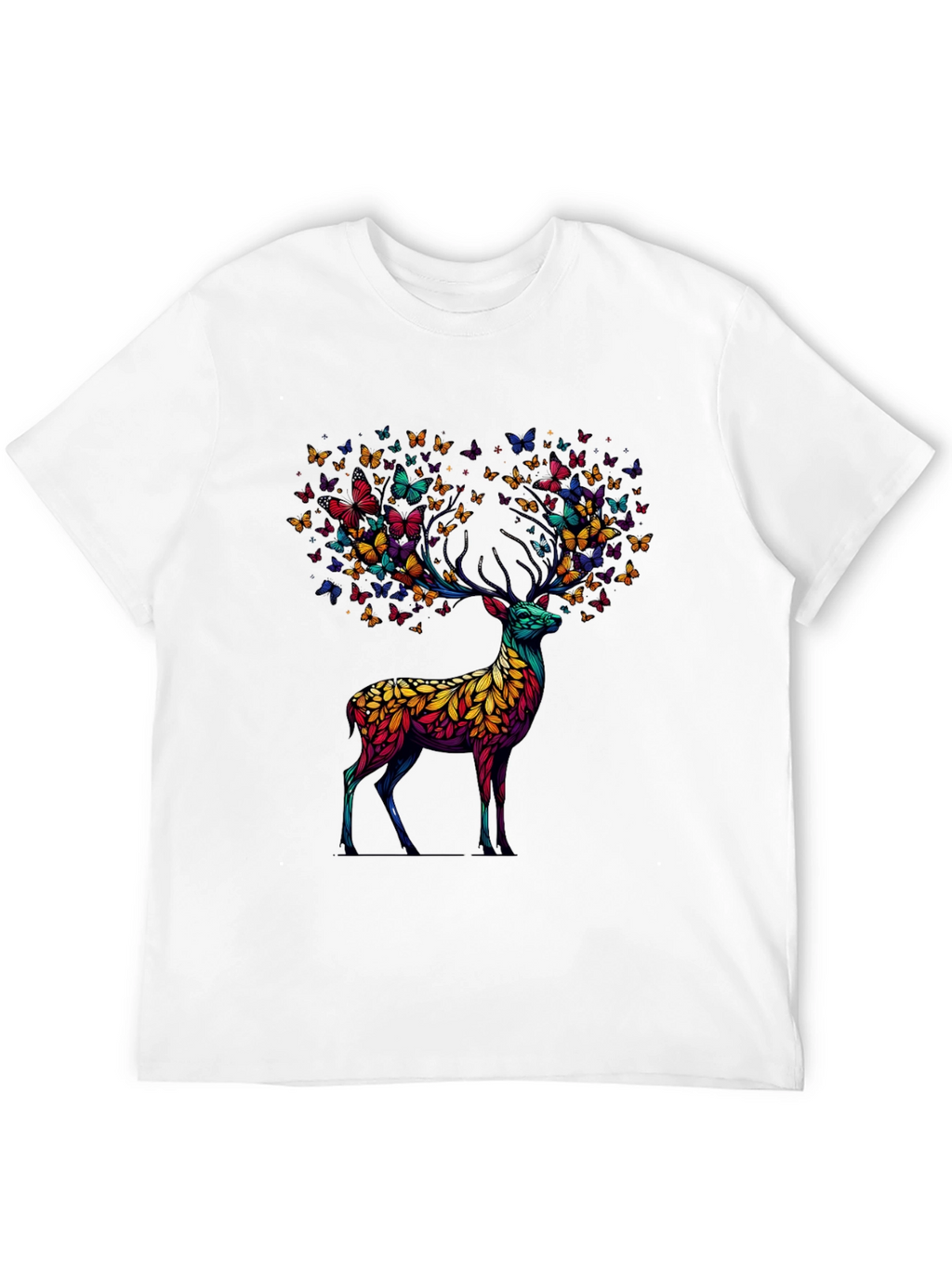 Butterfly Deer Graphic Tee - Unique Animal Design