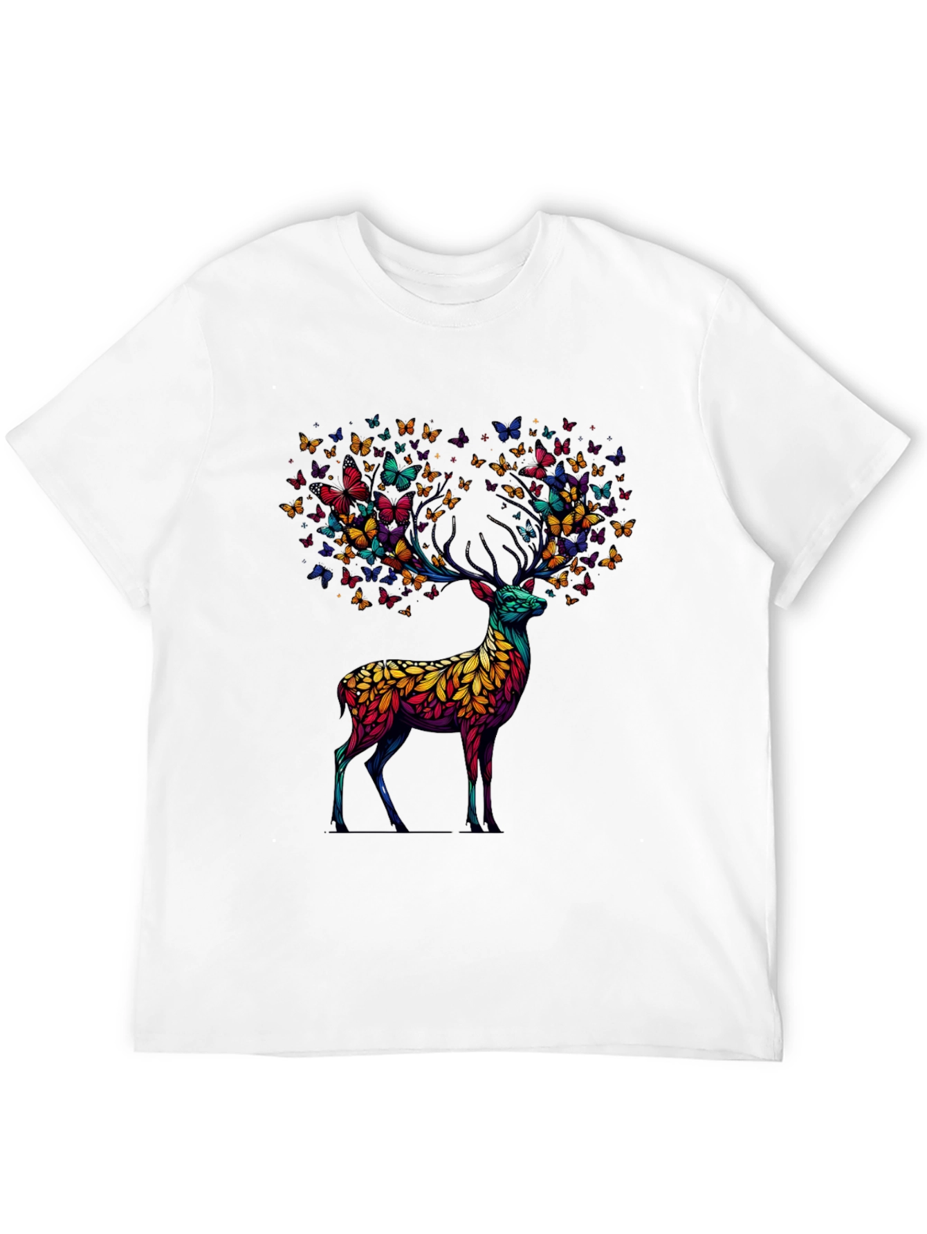 Butterfly Deer Graphic Tee - Unique Animal Design