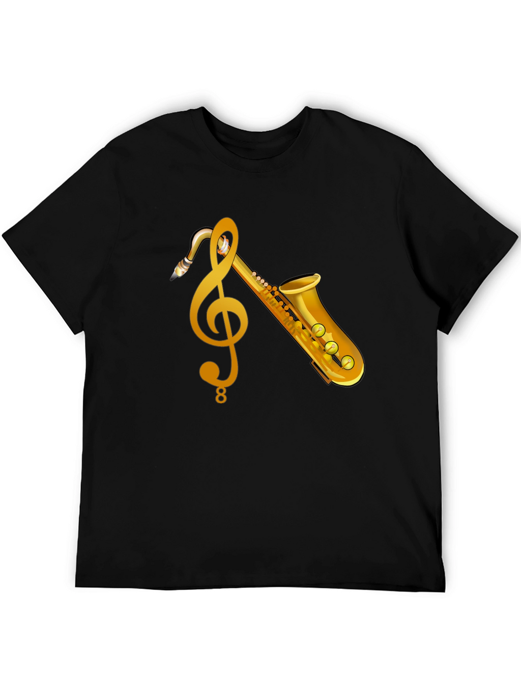 Saxophone & Treble Clef Graphic T-Shirt