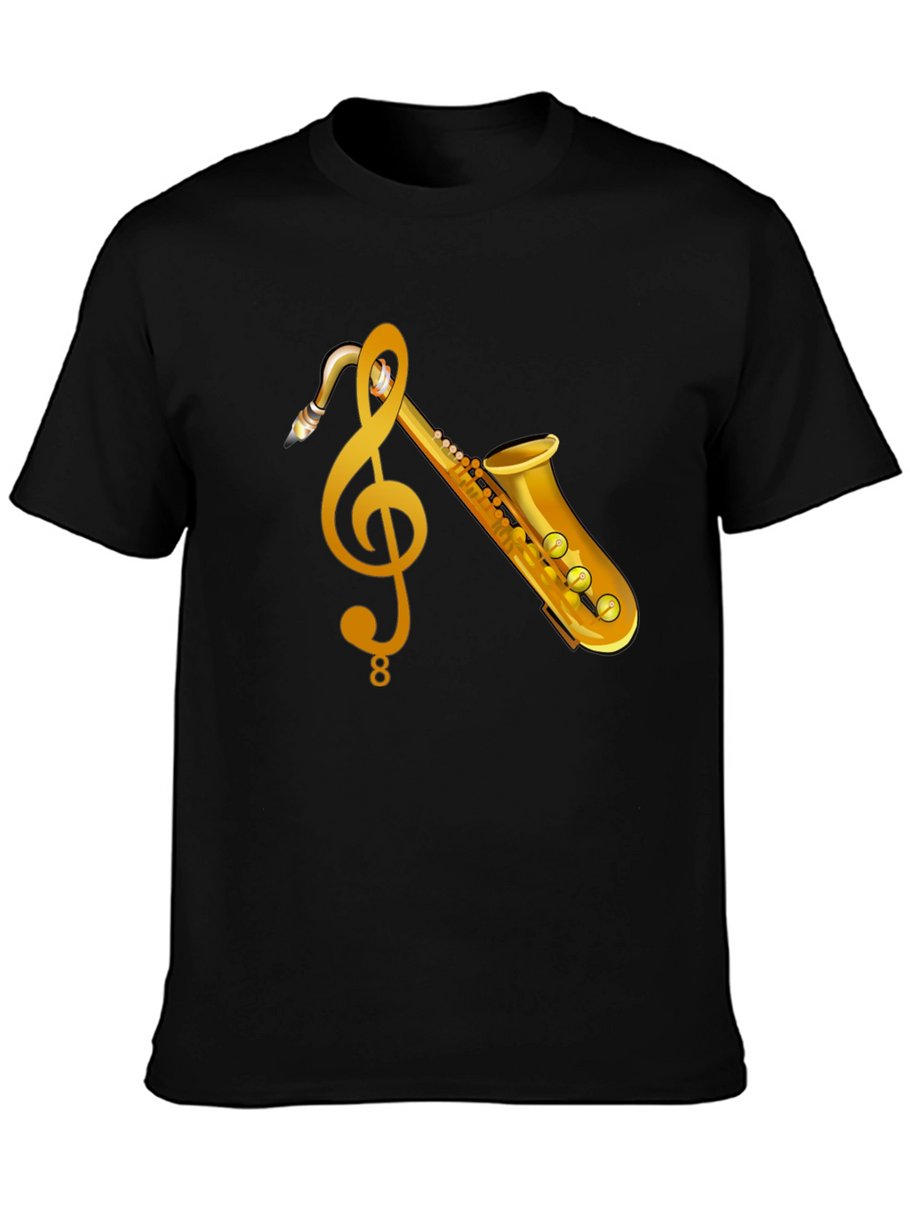 Saxophone & Treble Clef Graphic T-Shirt