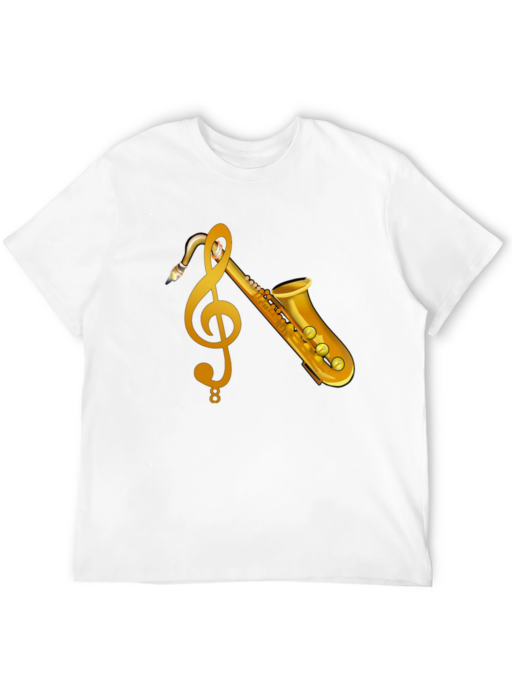 Saxophone & Treble Clef Graphic T-Shirt