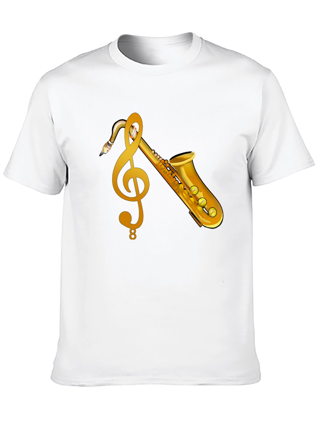Saxophone & Treble Clef Graphic T-Shirt