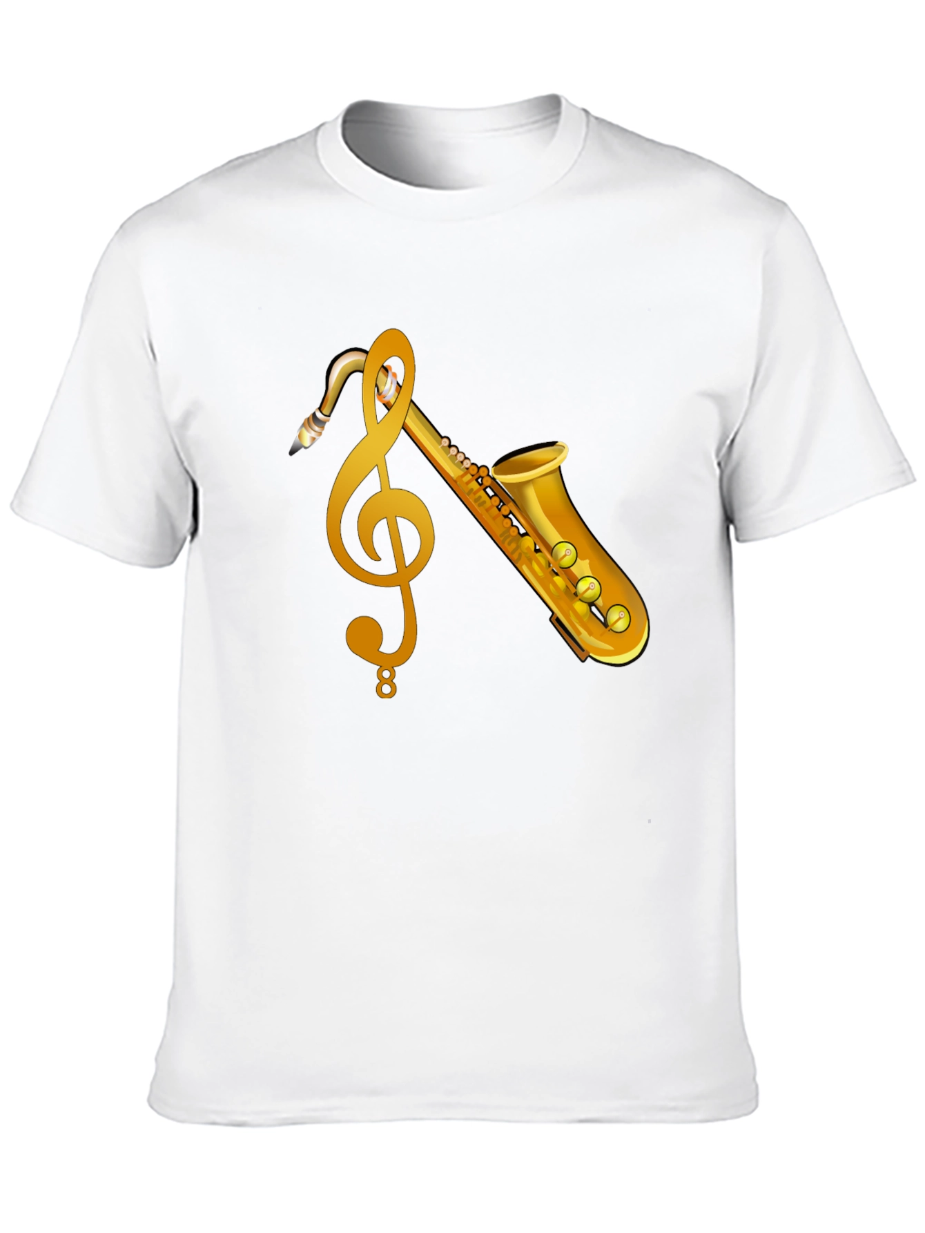Saxophone & Treble Clef Graphic T-Shirt