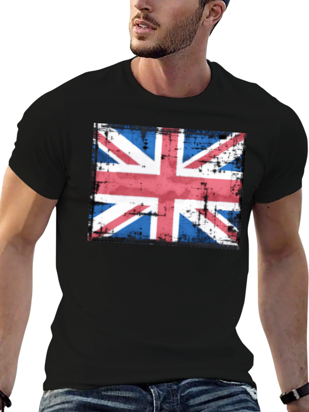 Union Jack Flag Graphic T-Shirt - Distressed Look