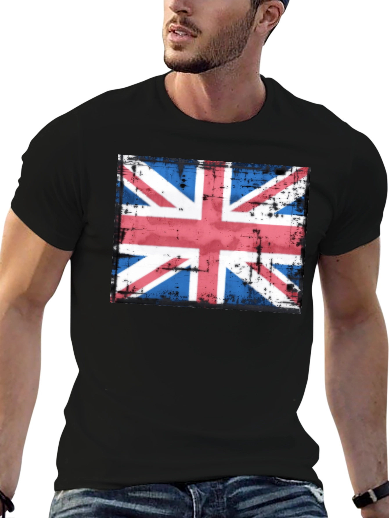 Union Jack Flag Graphic T-Shirt - Distressed Look