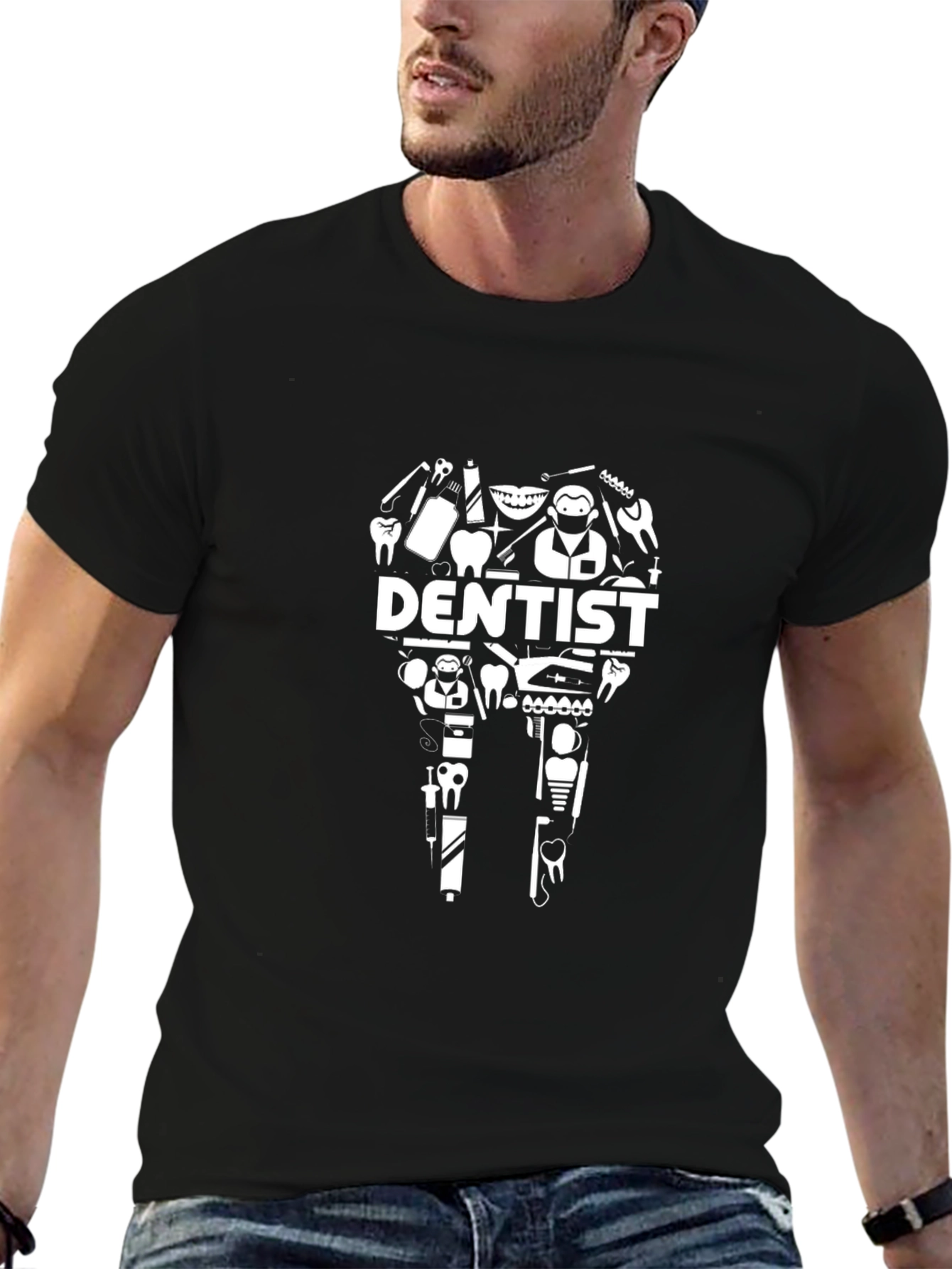 Dentist Graphic T-Shirt - Black Cotton Tee for Dental Professionals