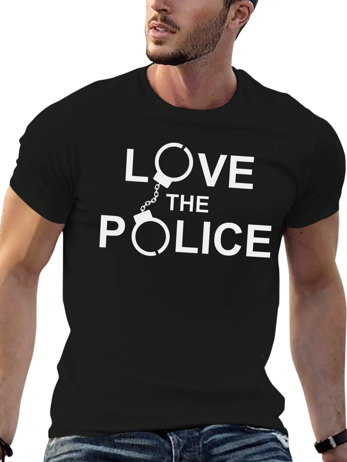 Love The Police Graphic Tee - Black Cotton T-Shirt