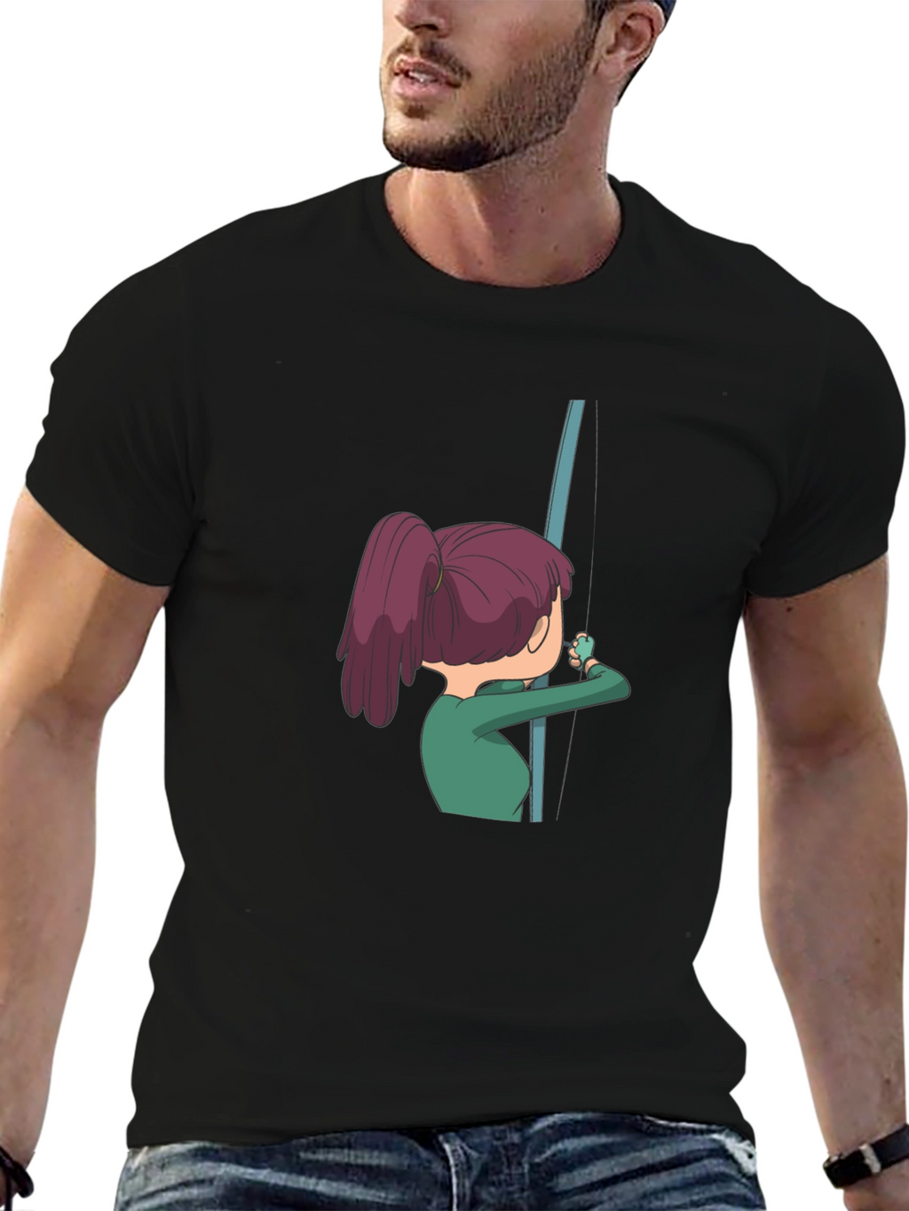 Cartoon Angler T-Shirt - Black