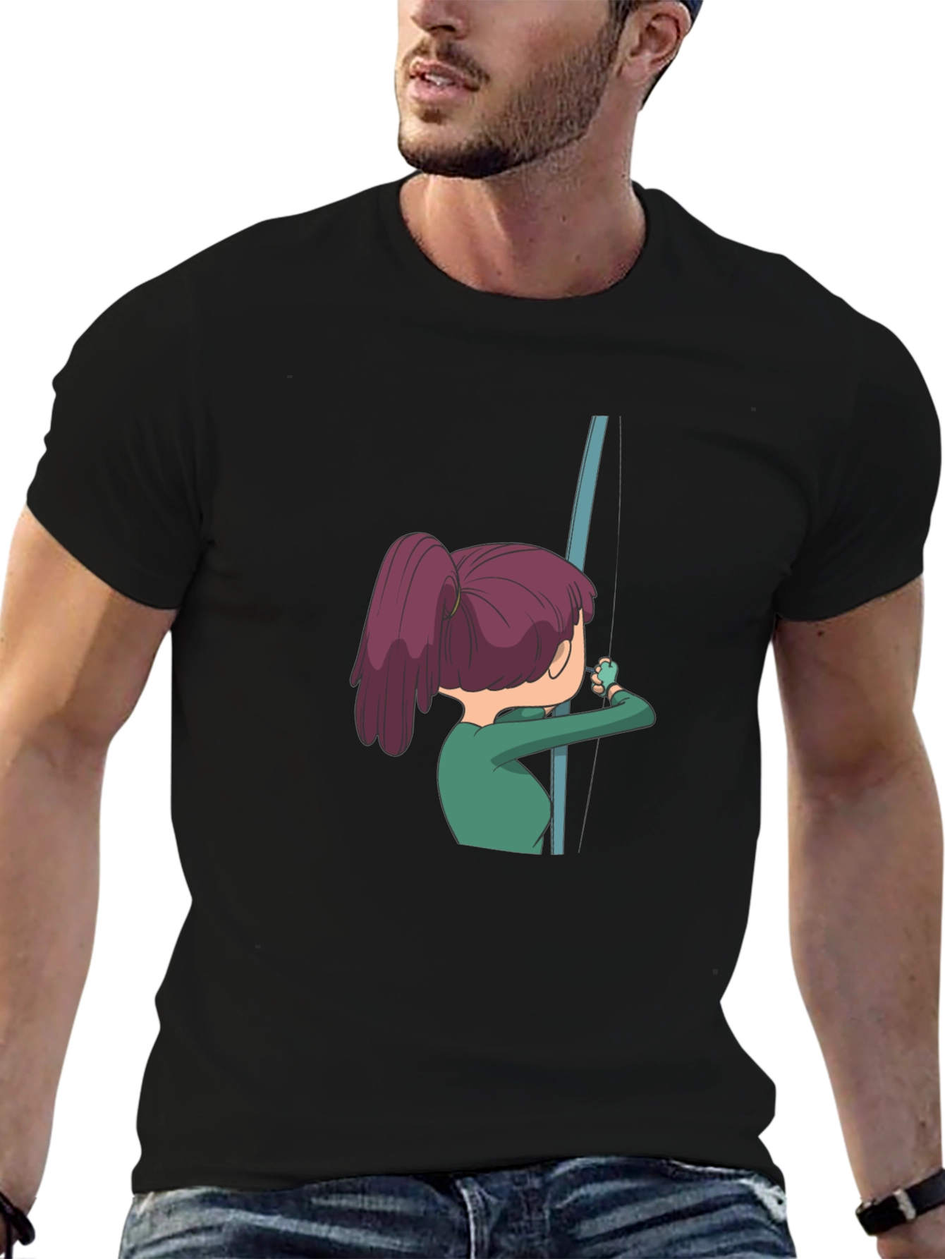 Cartoon Angler T-Shirt - Black