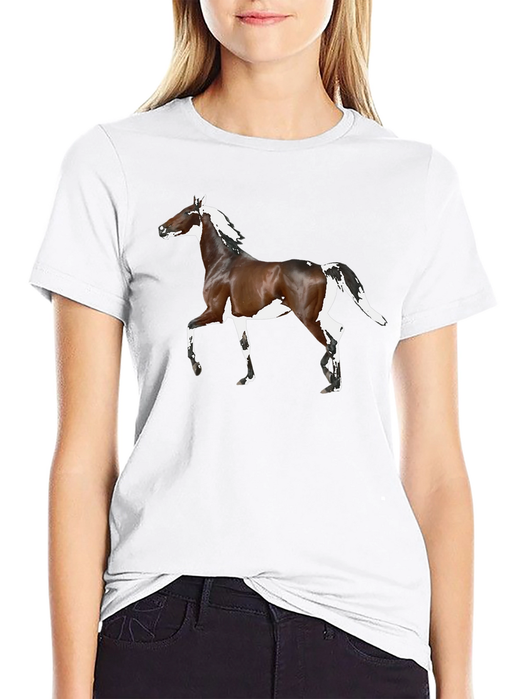 Horse Graphic Tee - Black Cotton T-Shirt