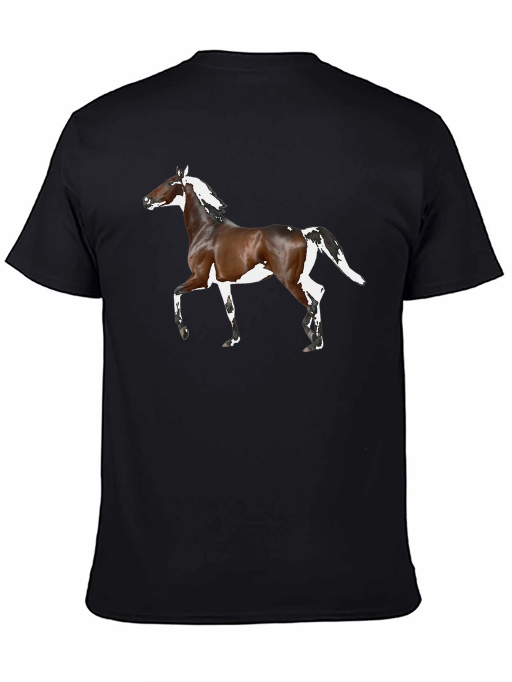 Horse Graphic Tee - Black Cotton T-Shirt