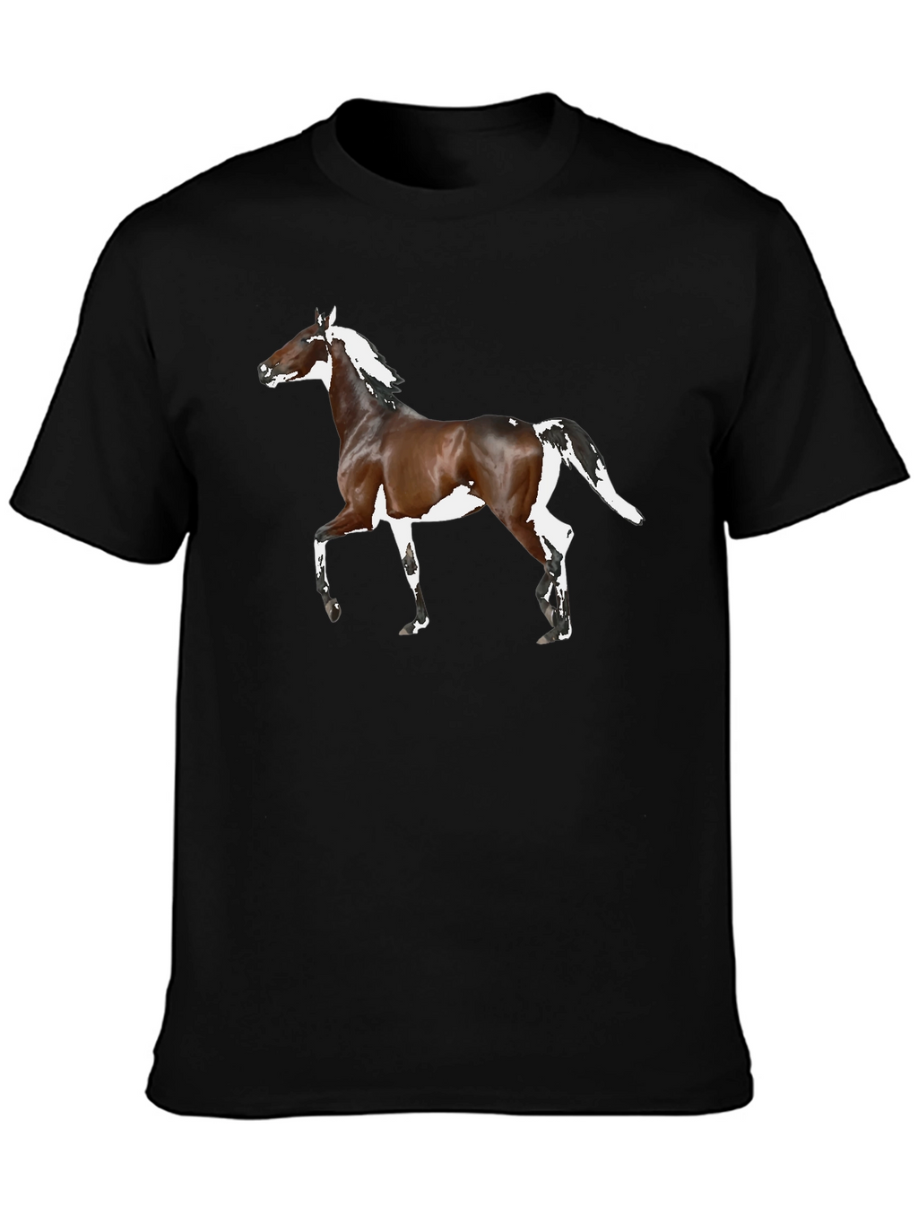Horse Graphic Tee - Black Cotton T-Shirt