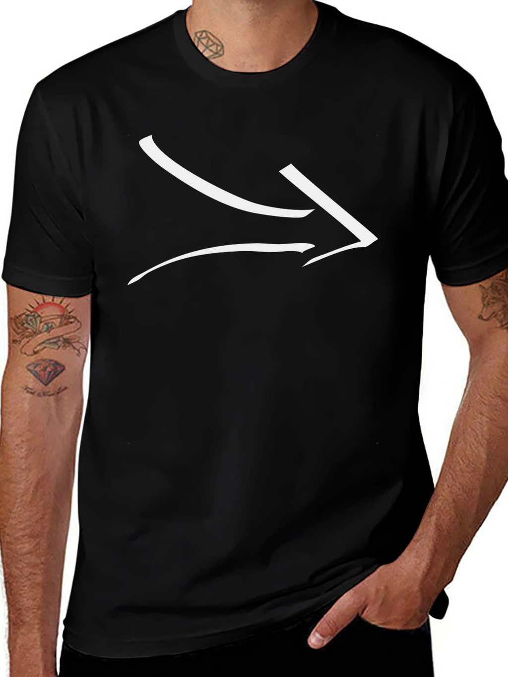 Modern Arrow Graphic Tee - Black Cotton Casual Shirt