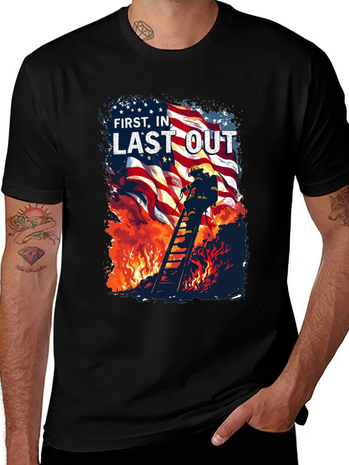 First In Last Out Firefighter T-Shirt