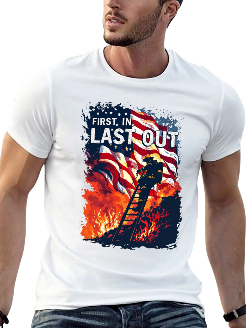 First In Last Out Firefighter T-Shirt