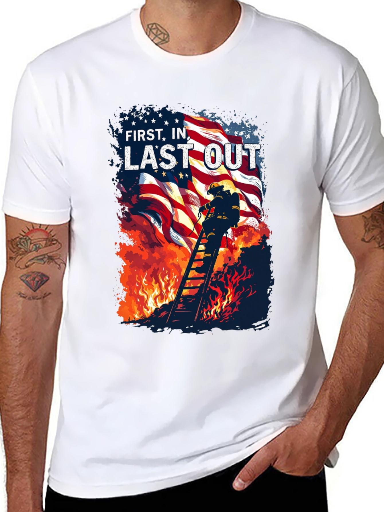 First In Last Out Firefighter T-Shirt