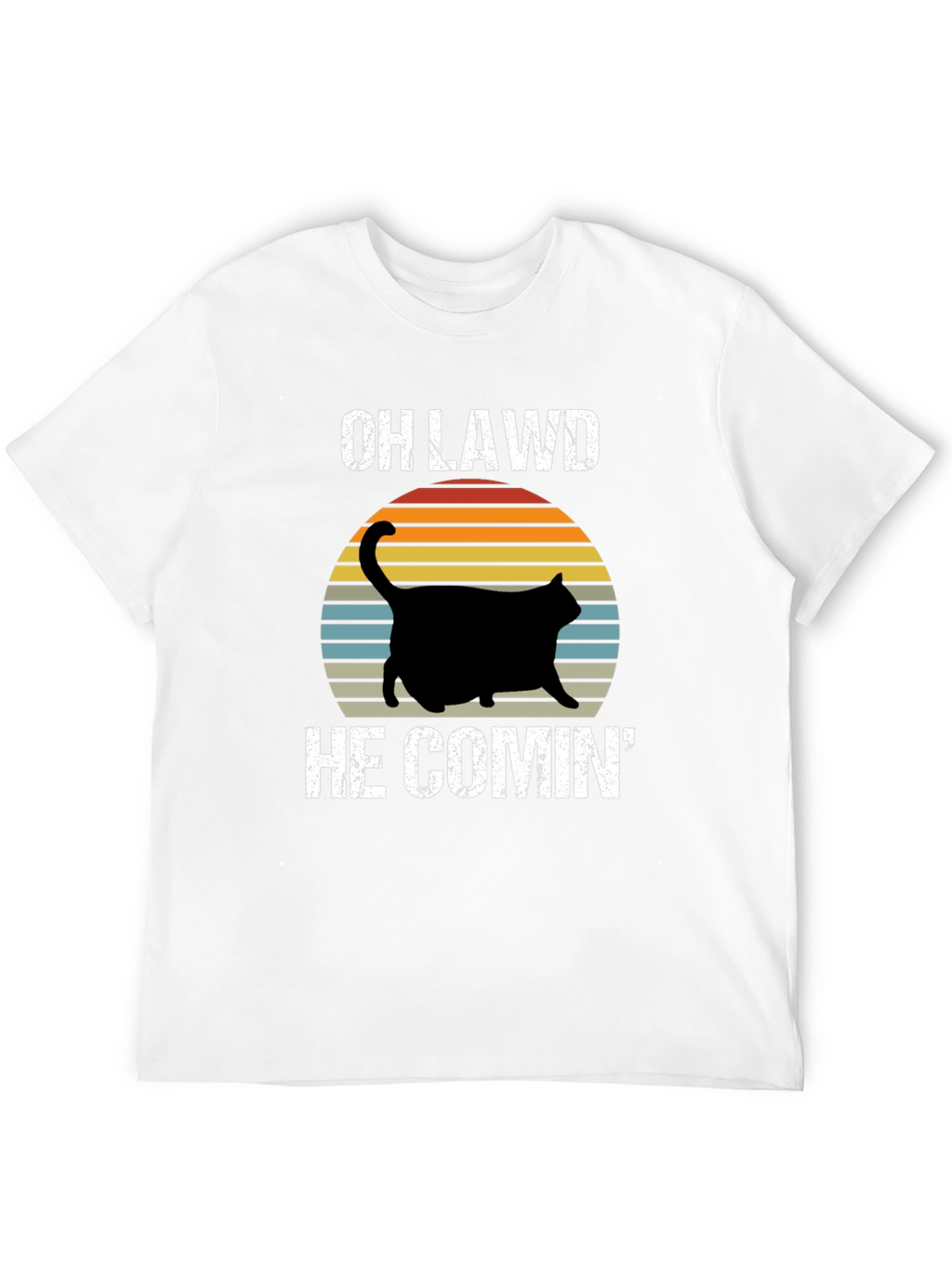 OH LAWD HE COMIN Black Cat T-Shirt