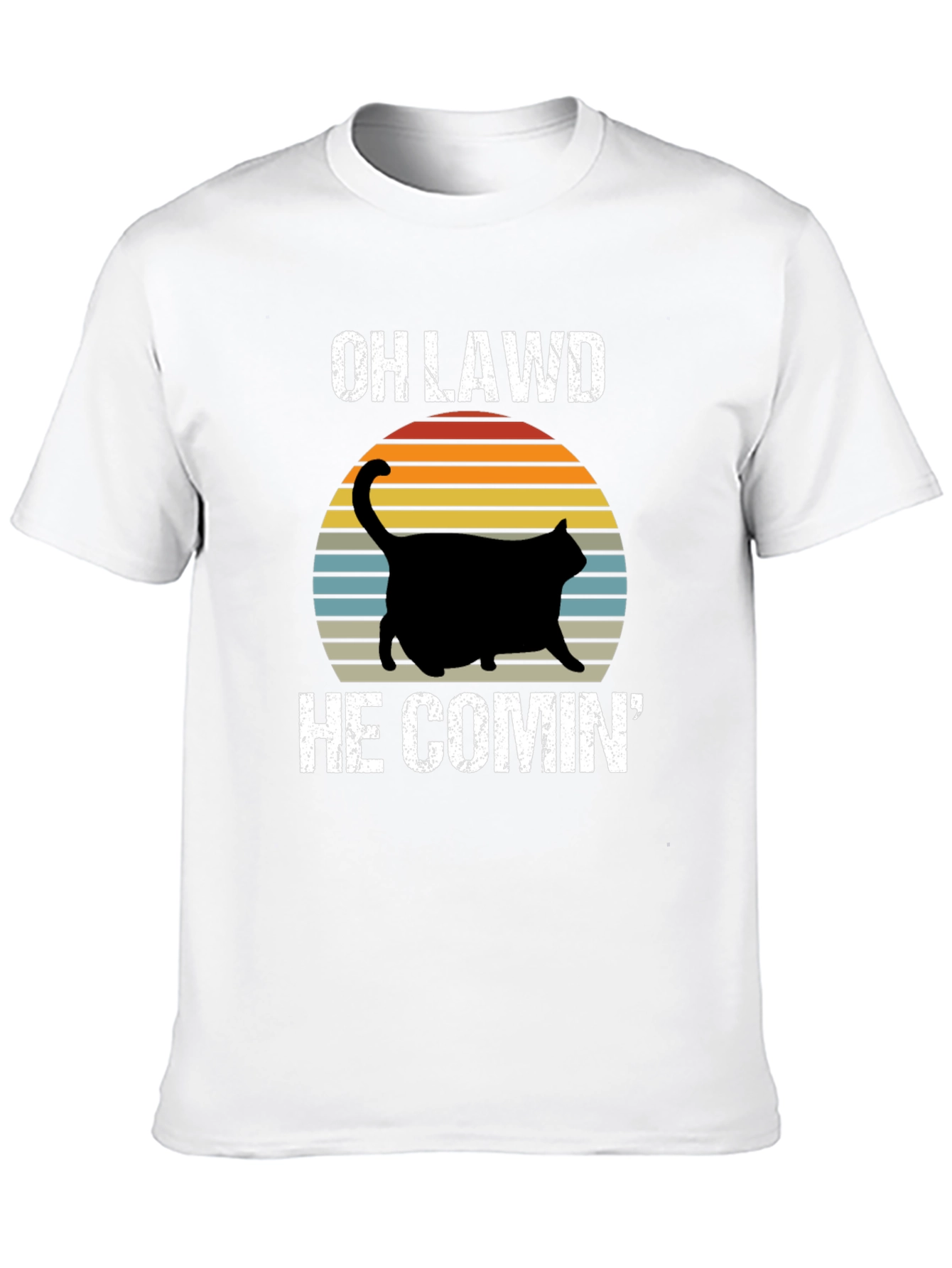 OH LAWD HE COMIN Black Cat T-Shirt
