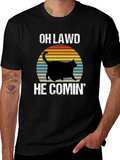 OH LAWD HE COMIN Black Cat T-Shirt