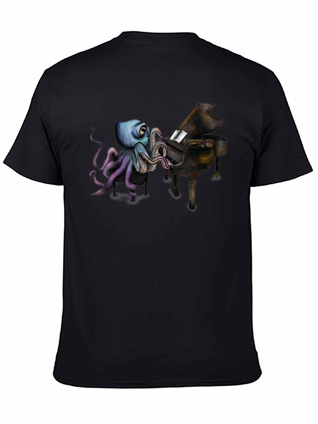 Octopus Pianist Black T-Shirt