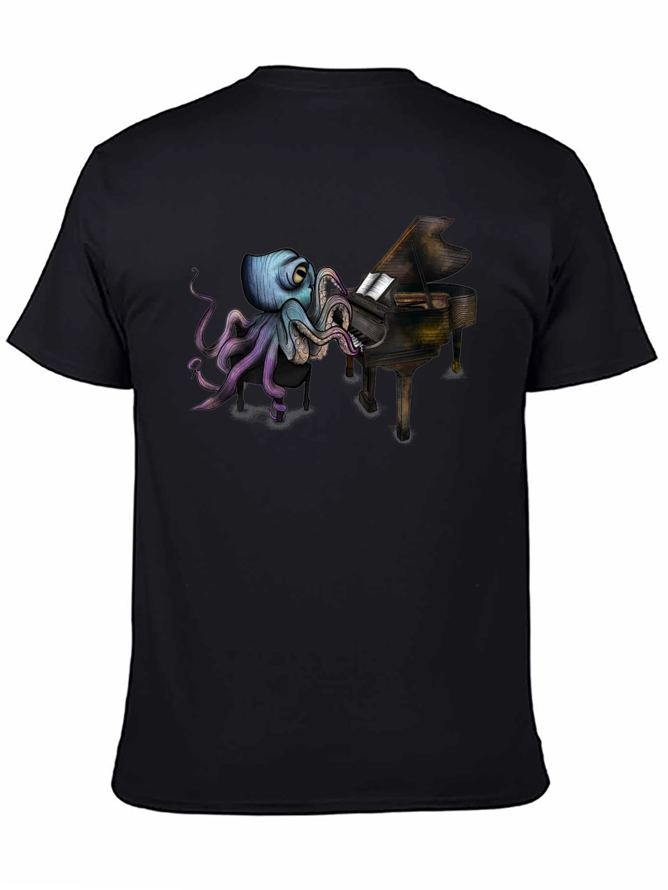 Octopus Pianist Black T-Shirt