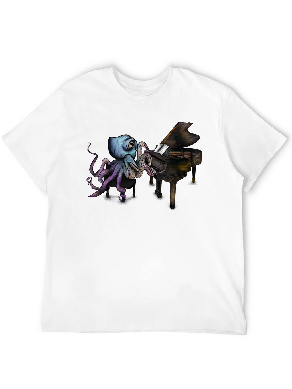 Octopus Pianist Black T-Shirt