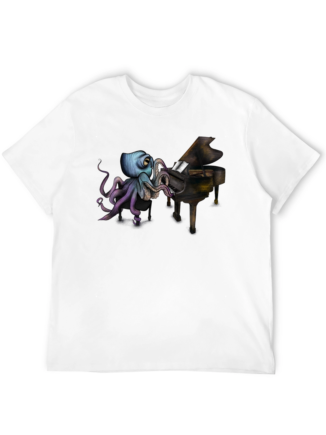 Octopus Pianist Black T-Shirt