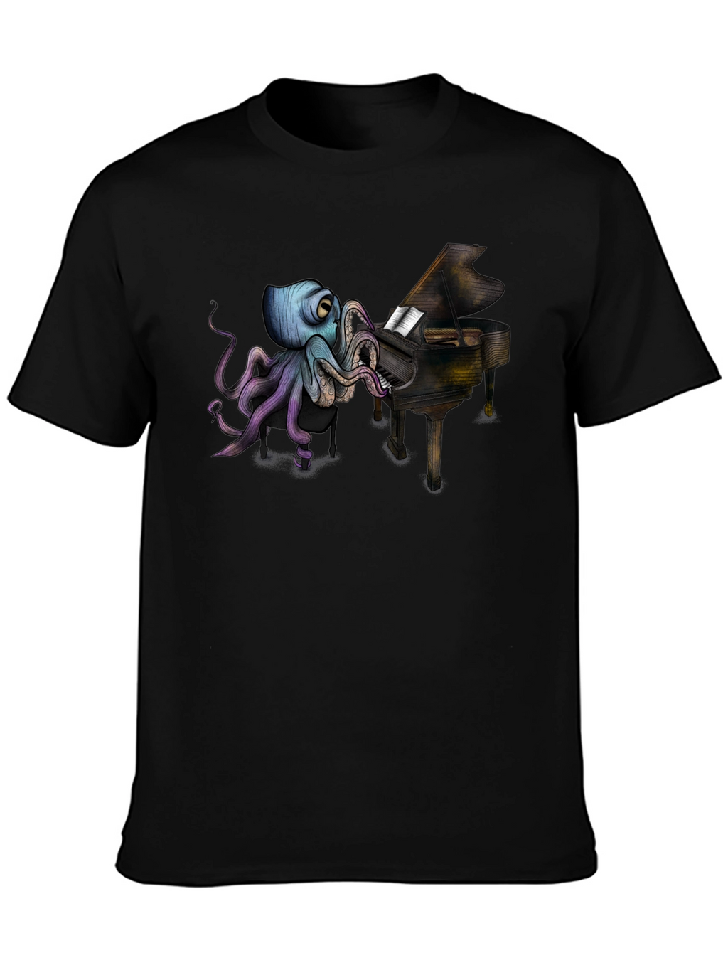Octopus Pianist Black T-Shirt
