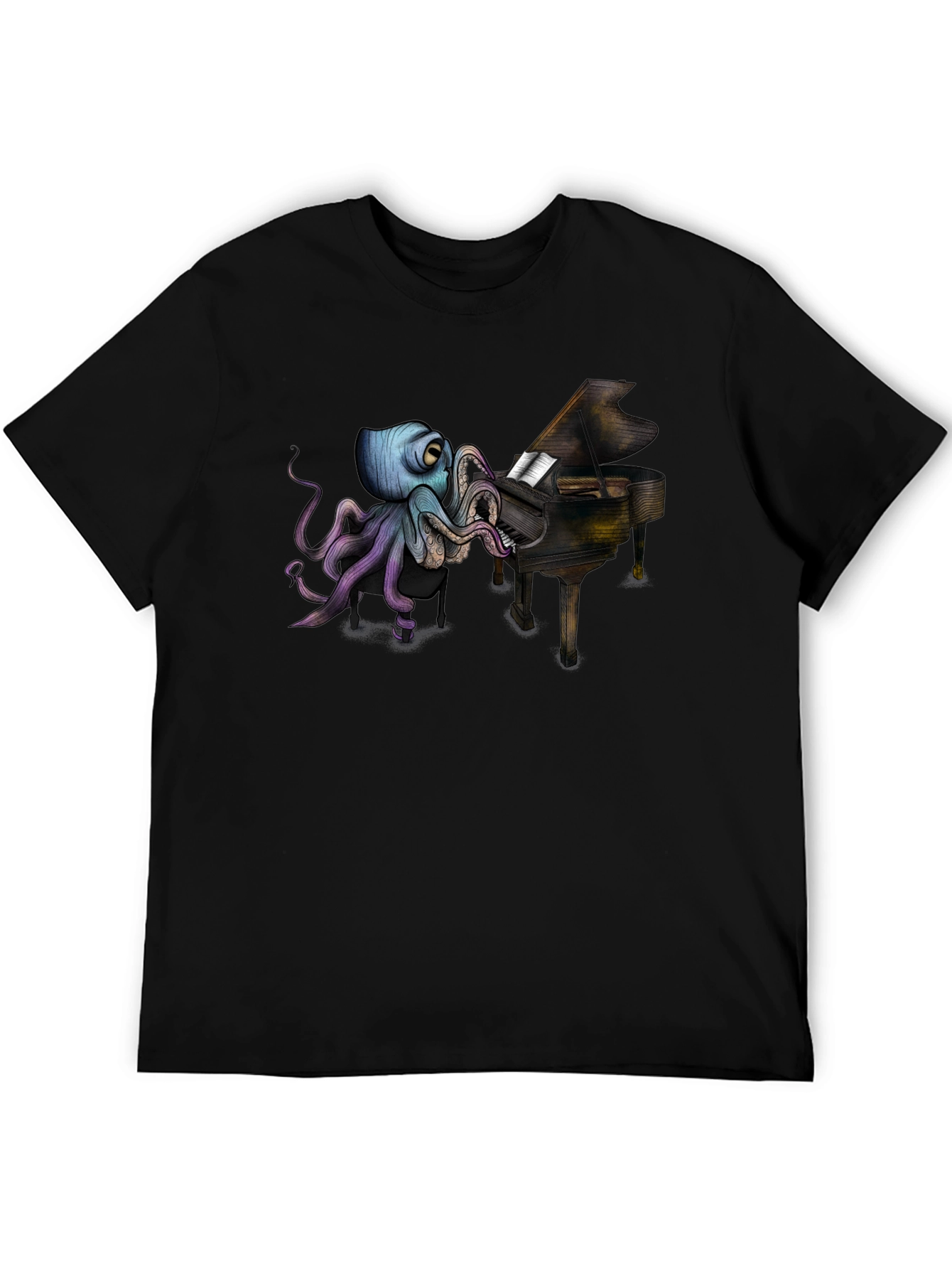 Octopus Pianist Black T-Shirt