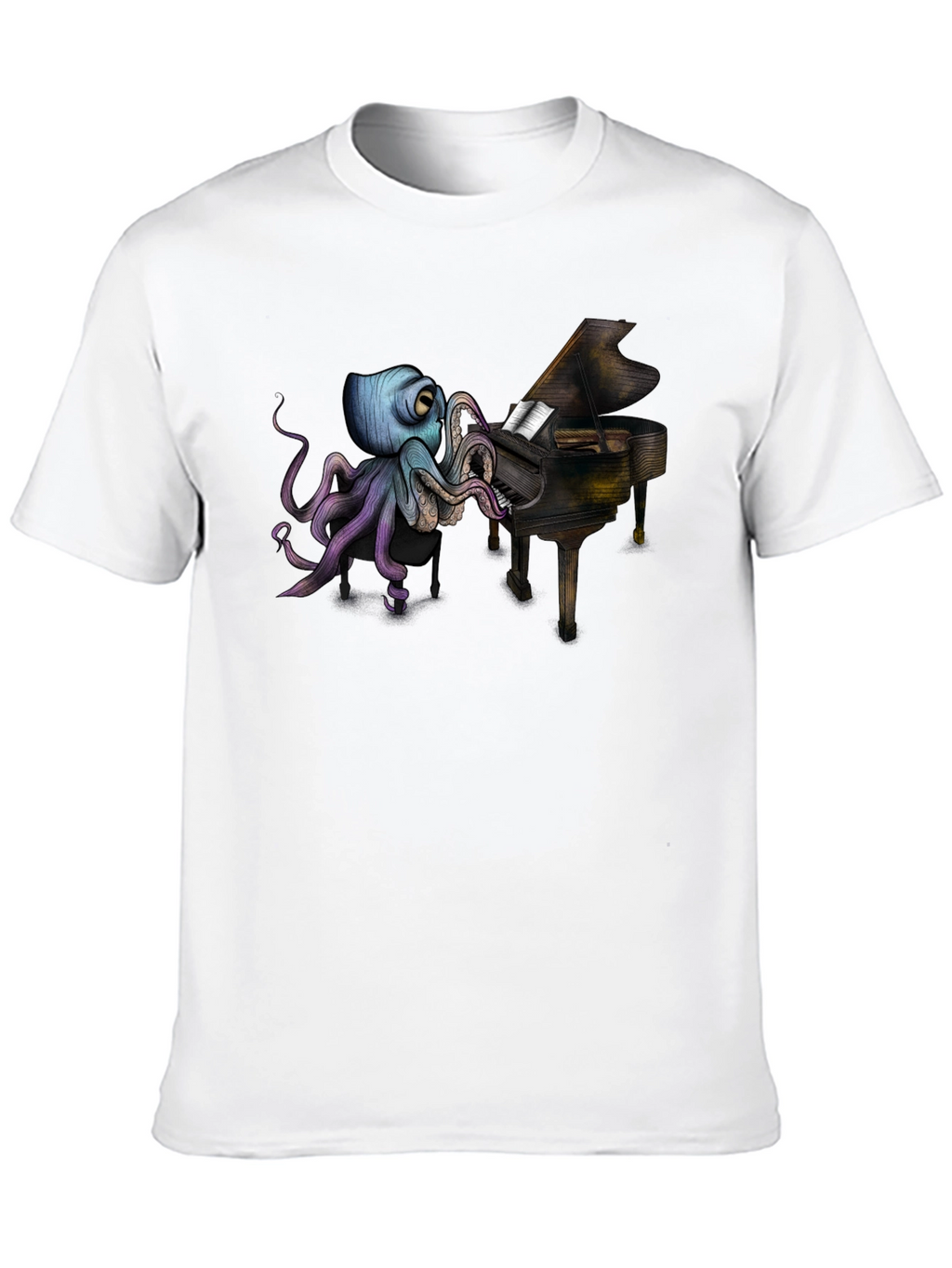 Octopus Pianist Black T-Shirt