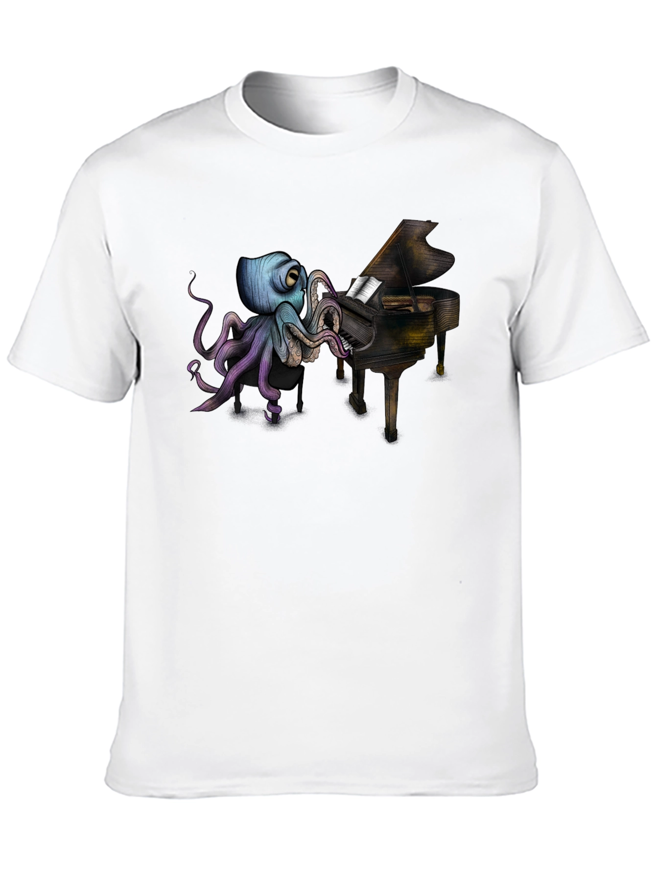 Octopus Pianist Black T-Shirt