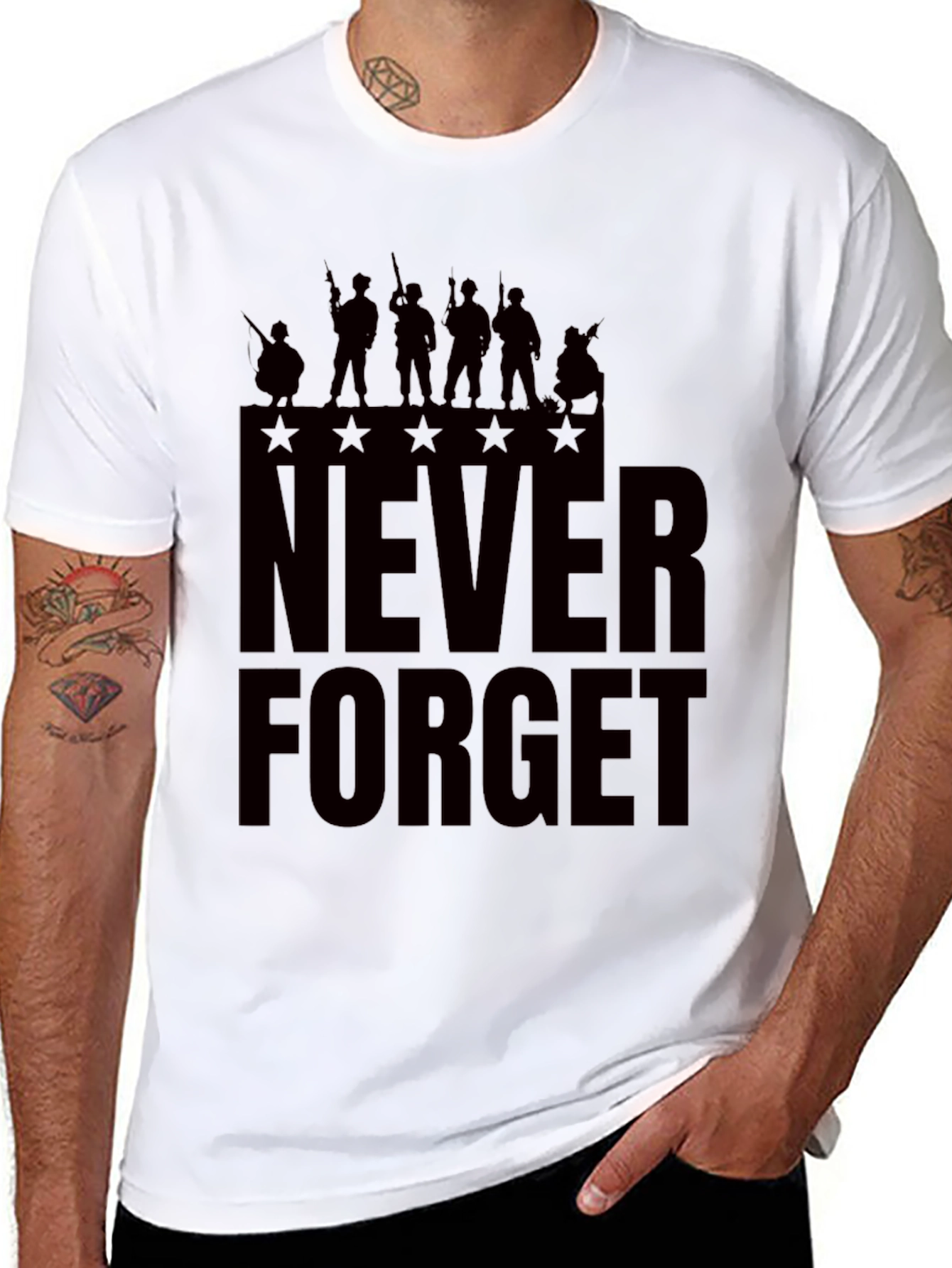 Never Forget Graphic Tee - Patriotic Mens T-Shirt