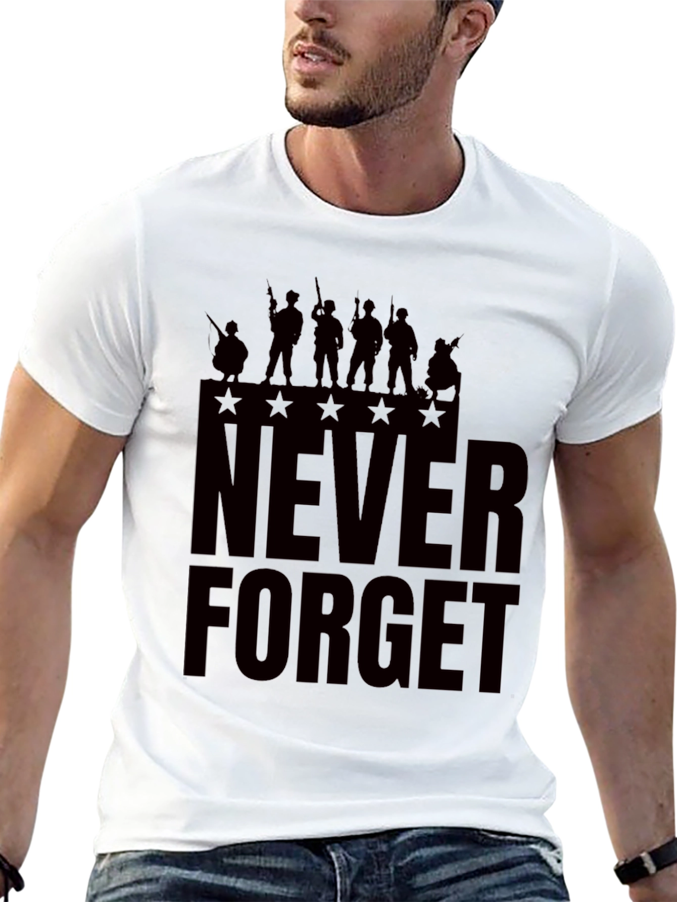 Never Forget Graphic Tee - Patriotic Mens T-Shirt