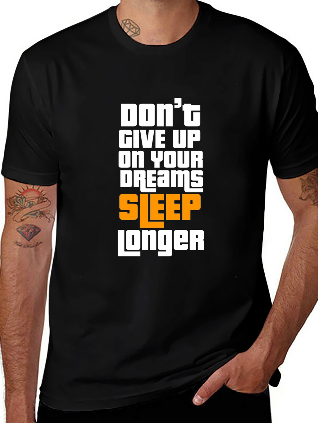 Humorous Sleep Longer Graphic T-Shirt