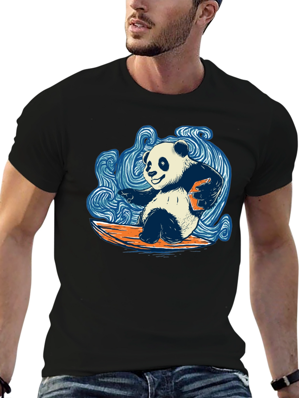 Surfing Panda T-Shirt - Cool Graphic Tee