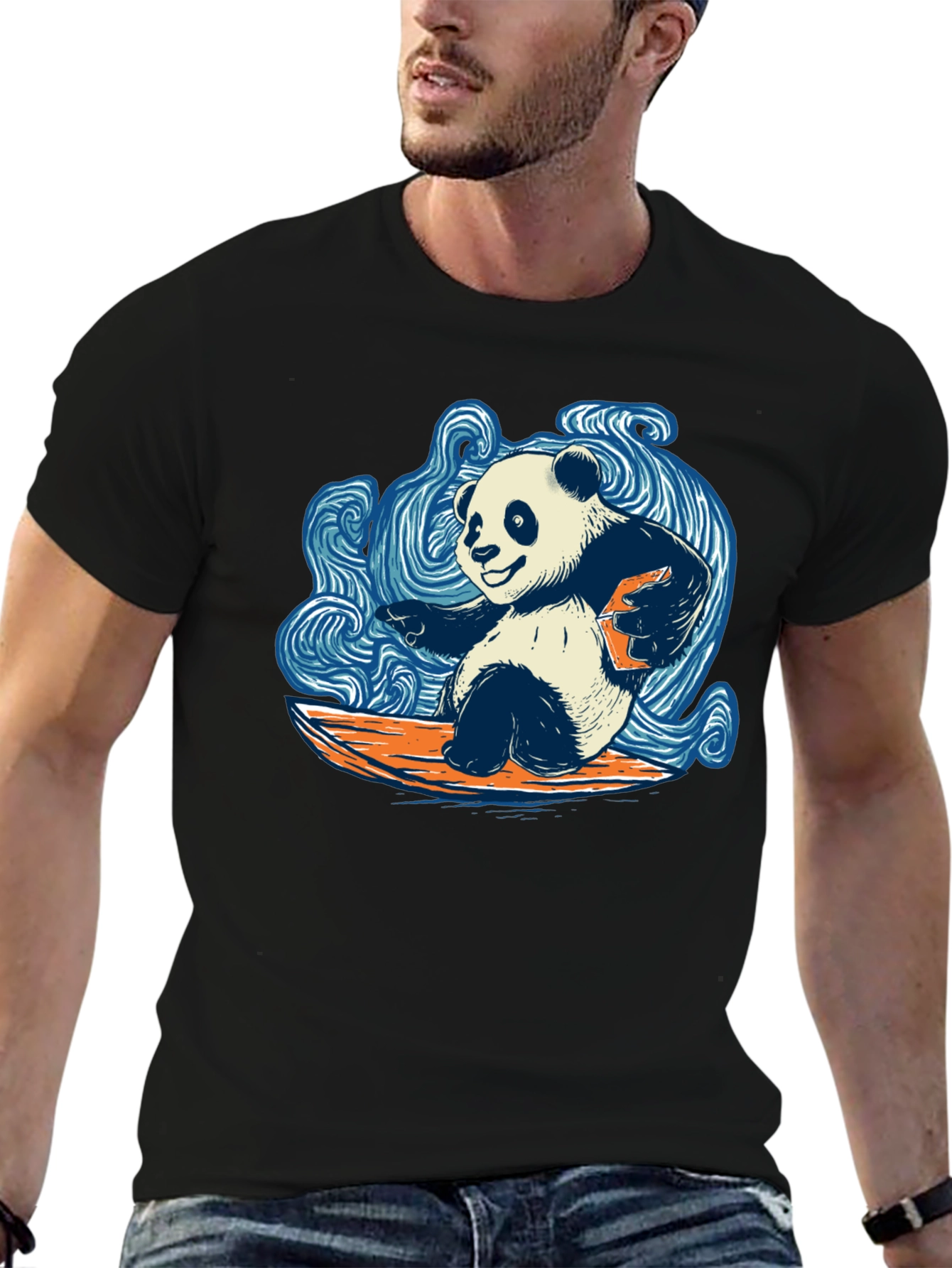 Surfing Panda T-Shirt - Cool Graphic Tee