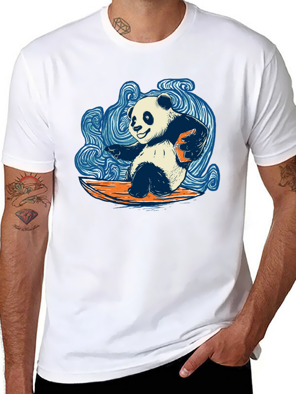 Surfing Panda T-Shirt - Cool Graphic Tee