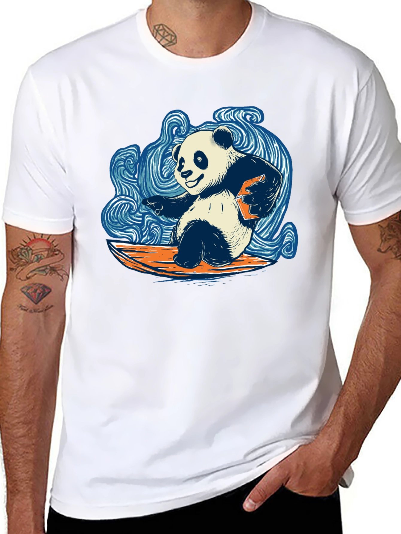 Surfing Panda T-Shirt - Cool Graphic Tee