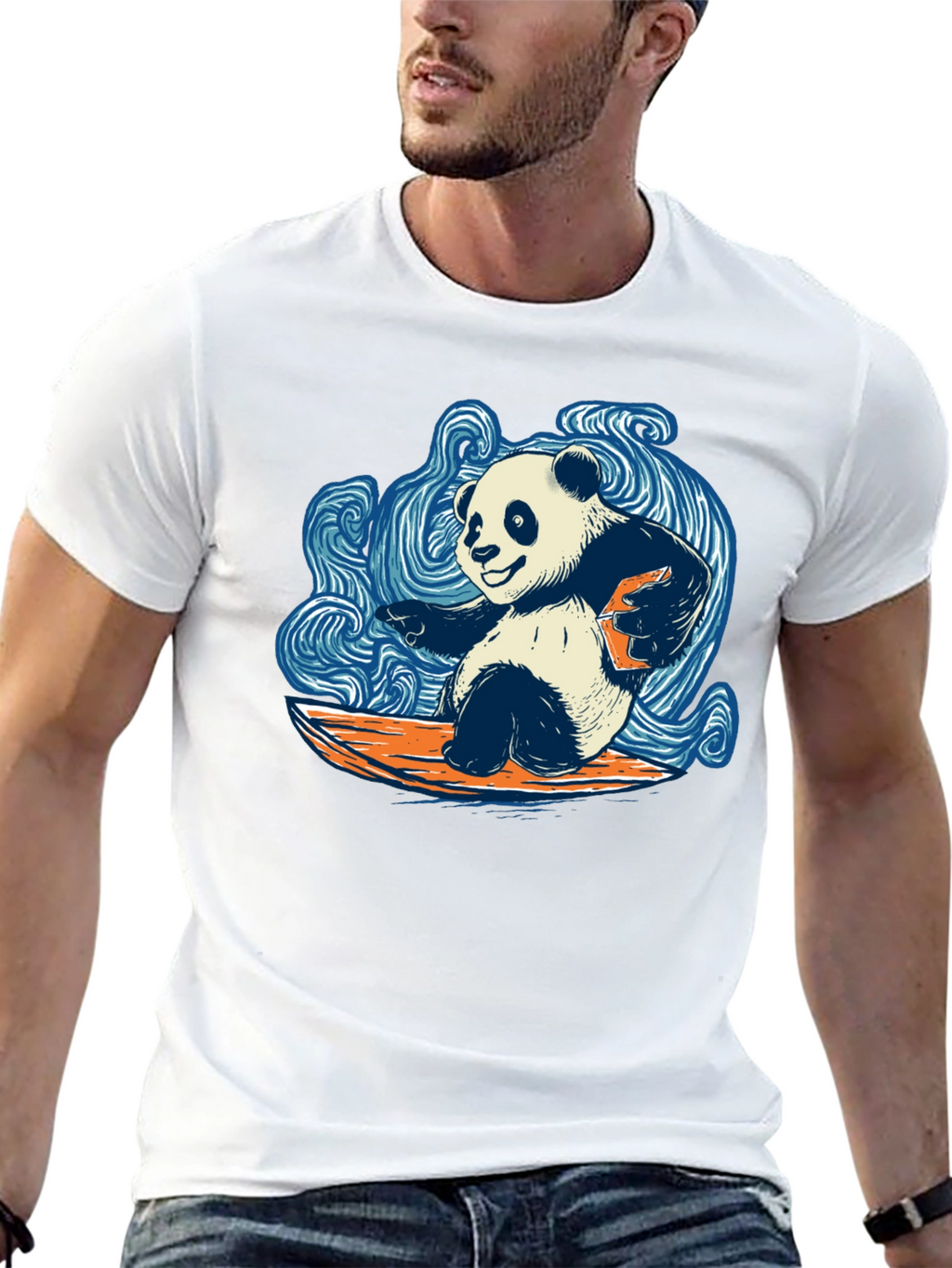 Surfing Panda T-Shirt - Cool Graphic Tee