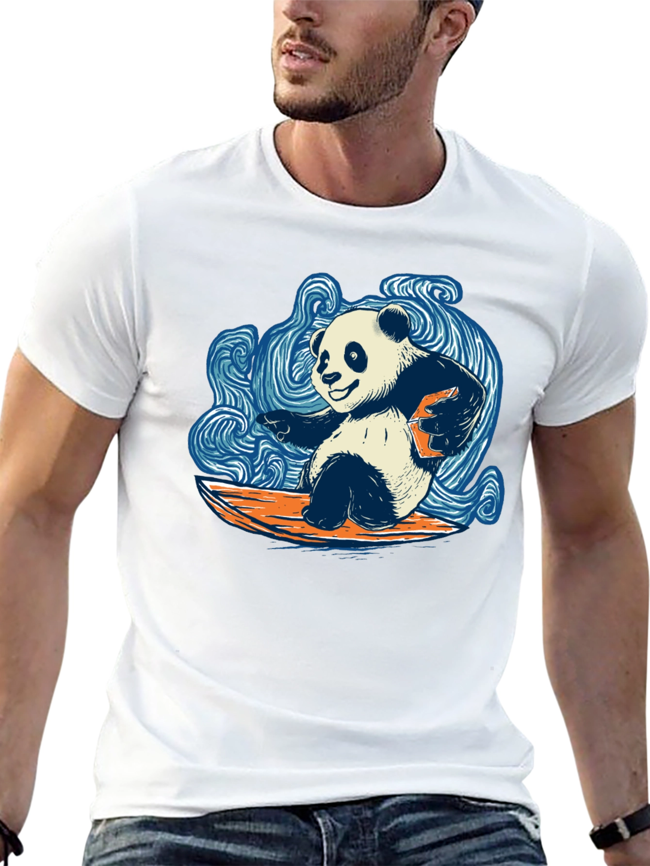 Surfing Panda T-Shirt - Cool Graphic Tee