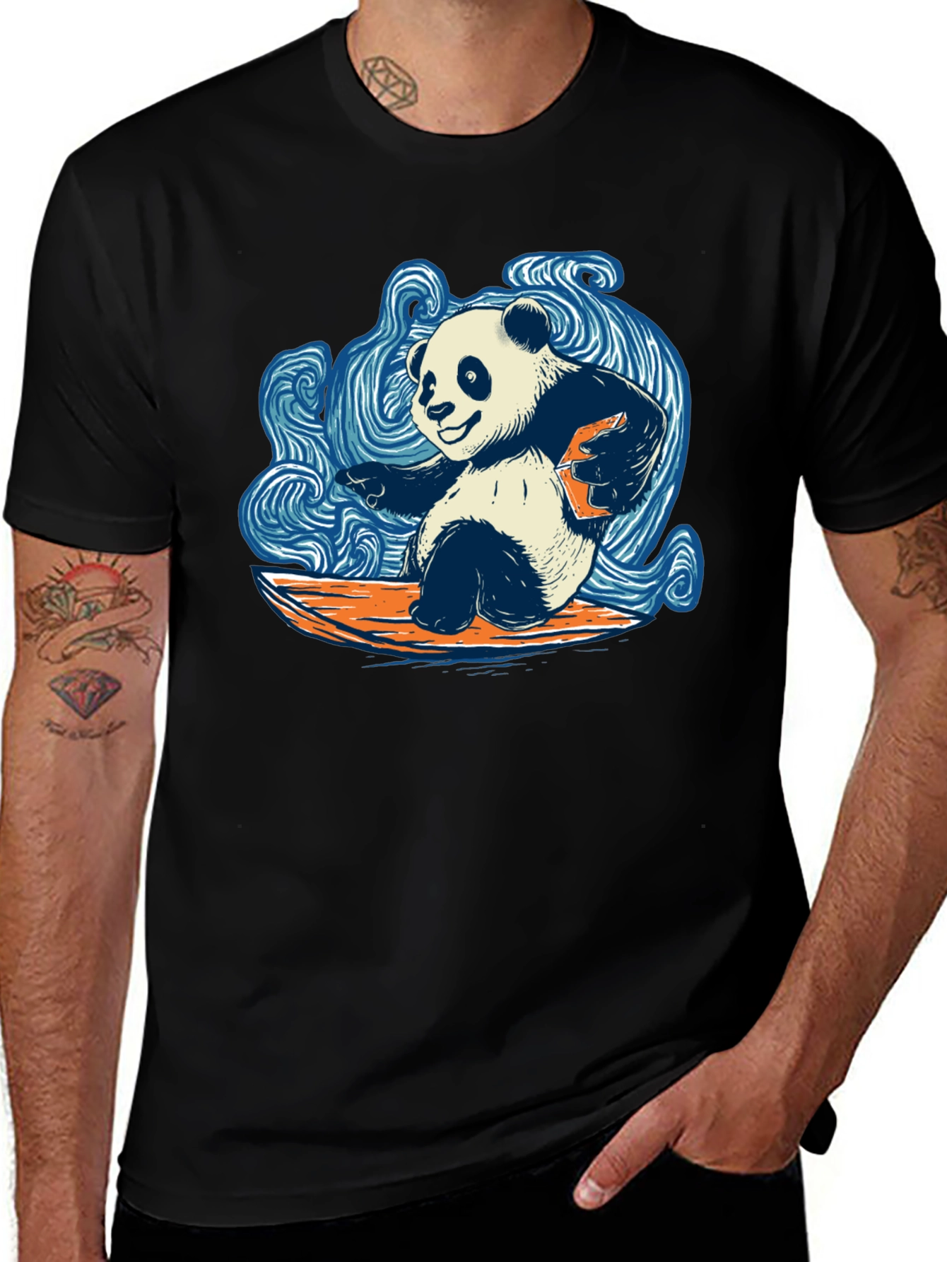 Surfing Panda T-Shirt - Cool Graphic Tee