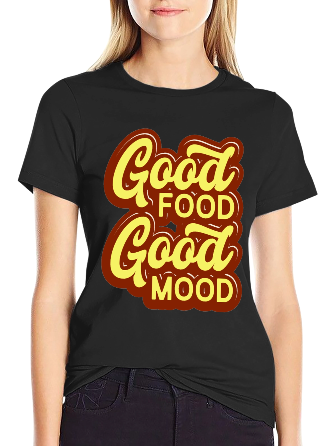Good Food Good Mood T-Shirt - Stylish Black Tee