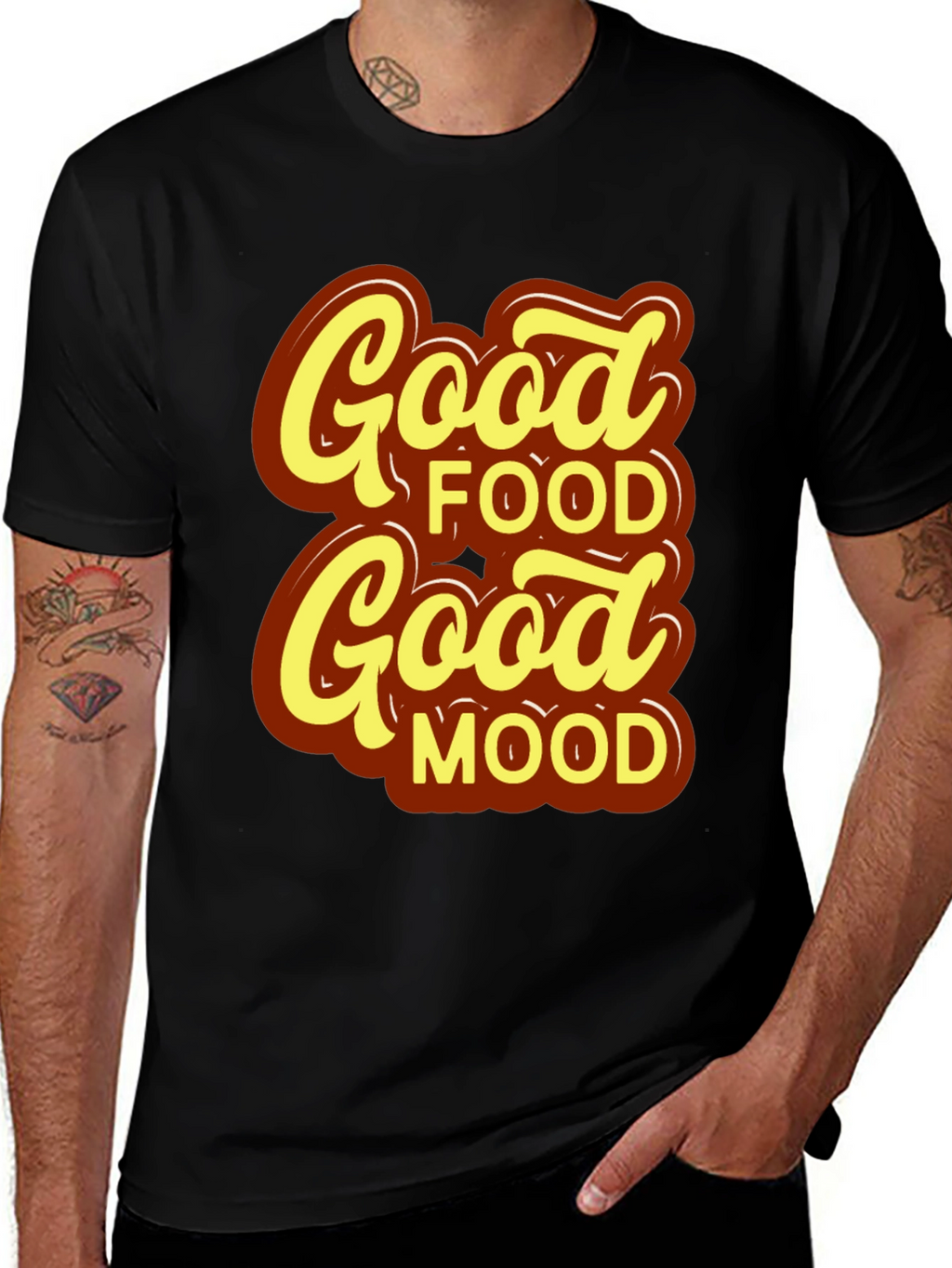 Good Food Good Mood T-Shirt - Stylish Black Tee