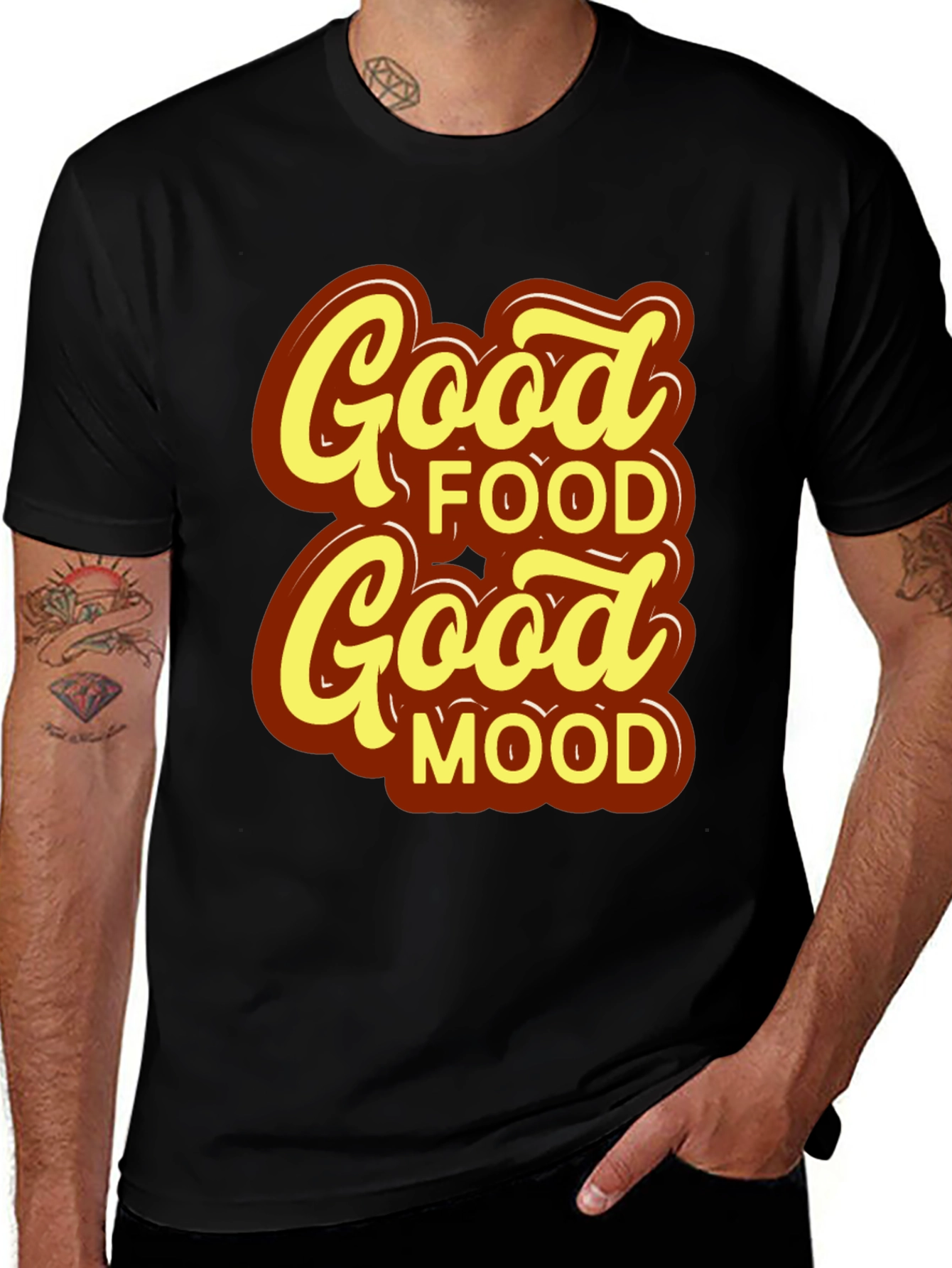 Good Food Good Mood T-Shirt - Stylish Black Tee