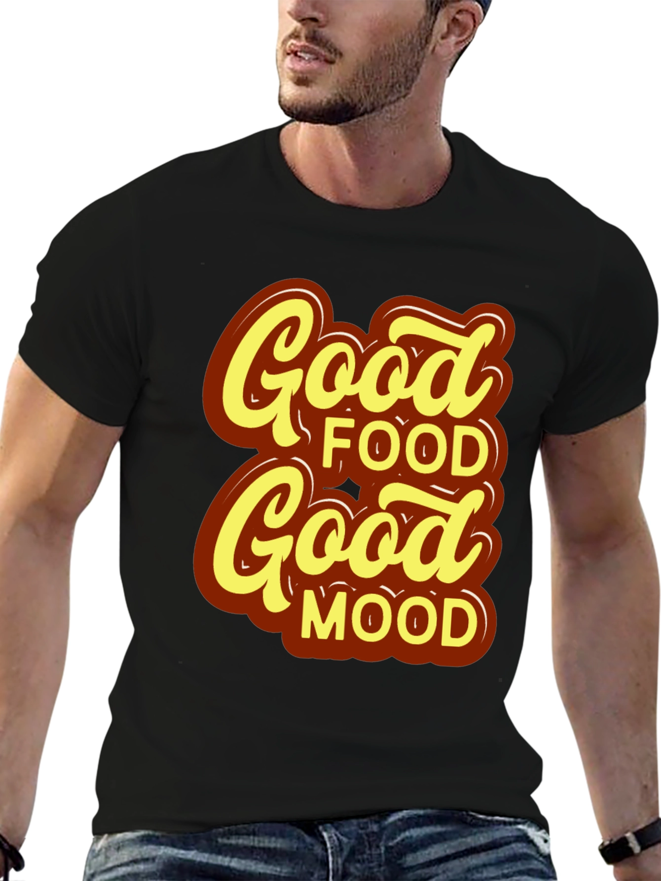 Good Food Good Mood T-Shirt - Stylish Black Tee
