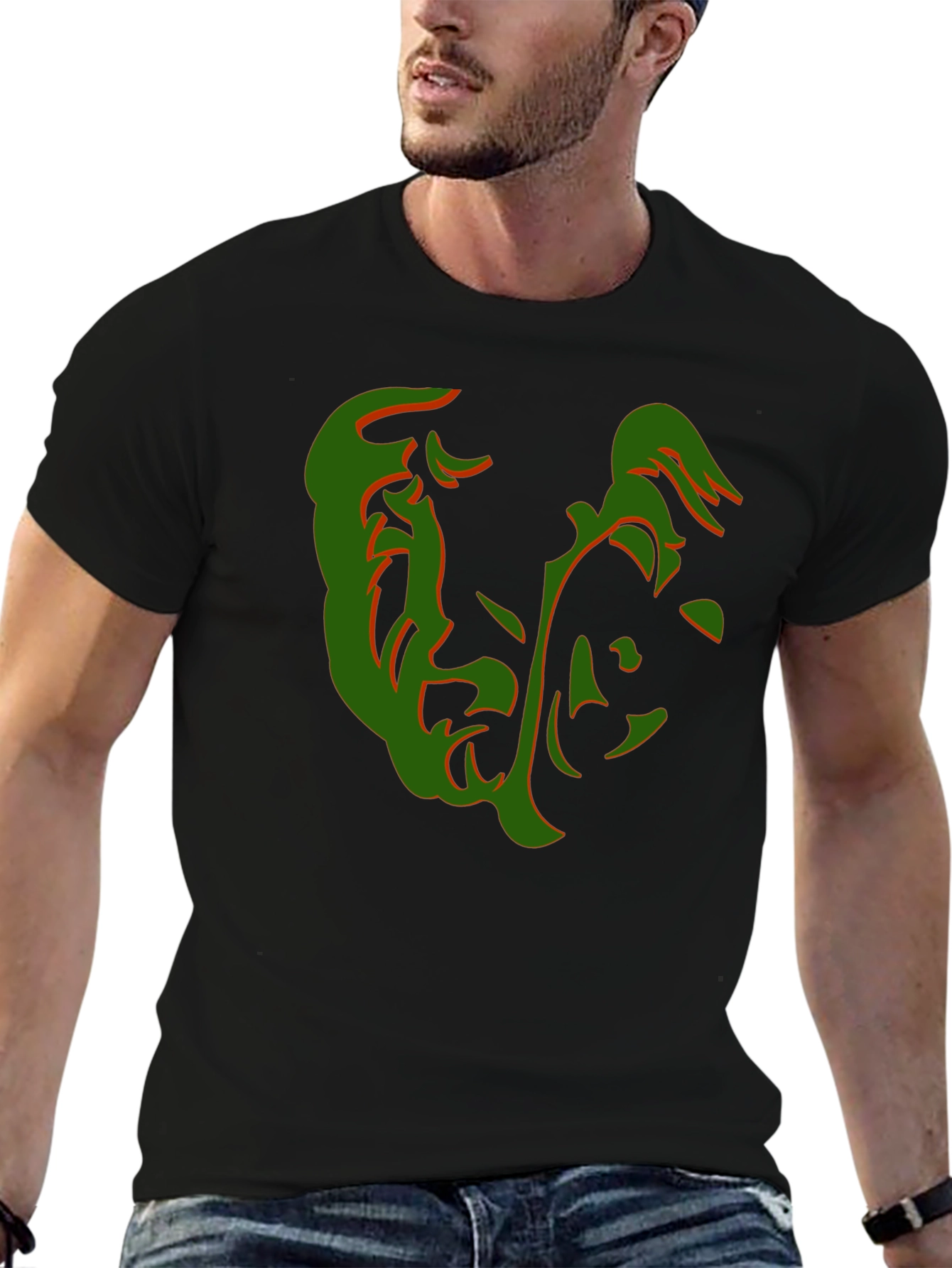 Abstract Face Graphic Tee - Stylish Black T-Shirt