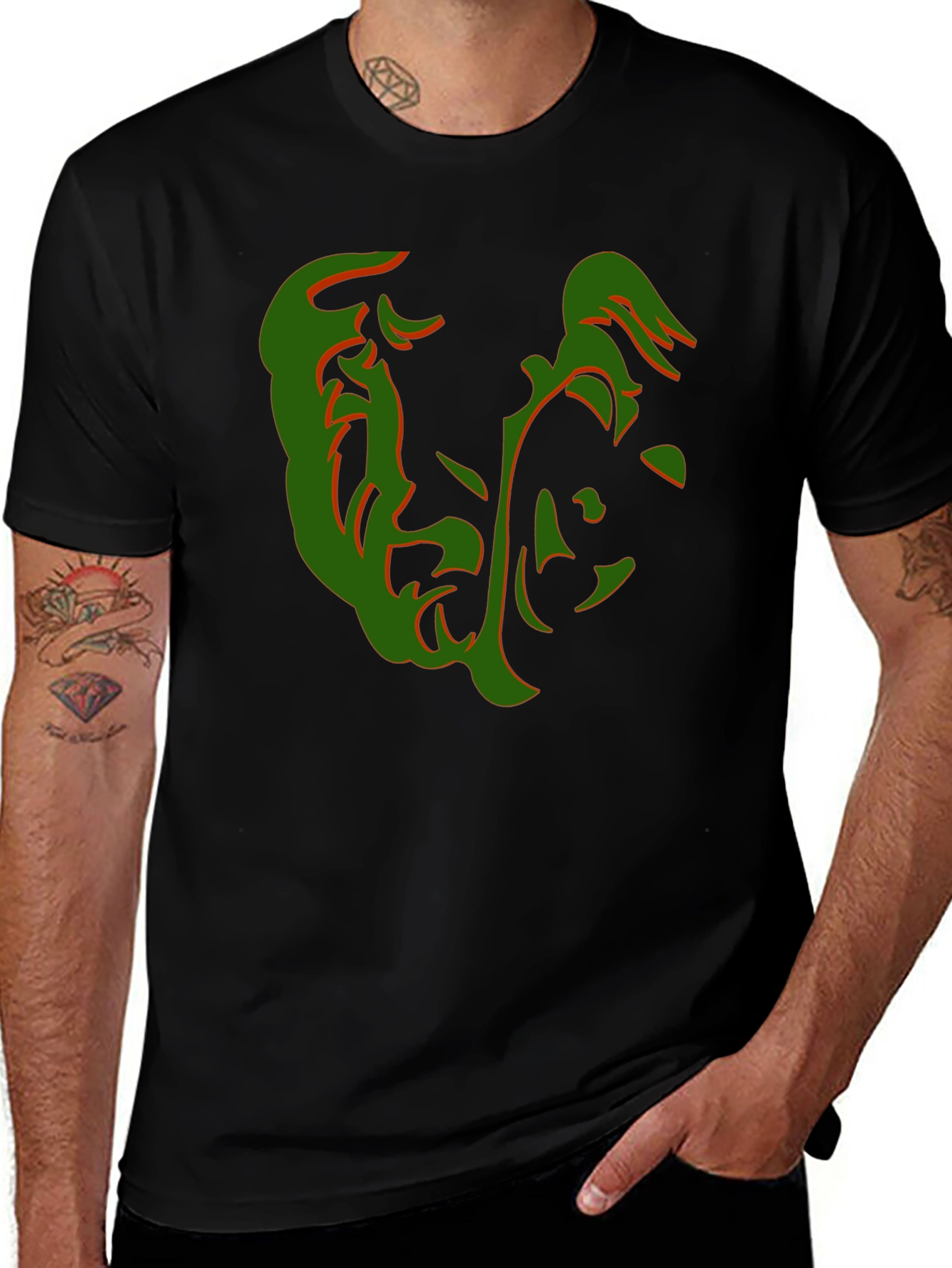 Abstract Face Graphic Tee - Stylish Black T-Shirt